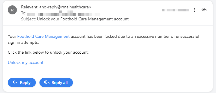 User Account Lock Out Foothold Care Management